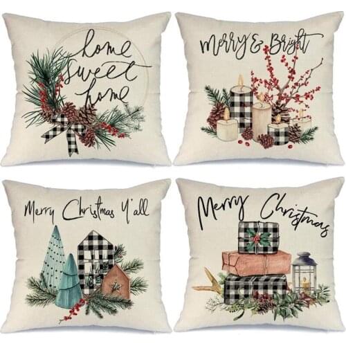 Christmas Pillow Covers,Throw Pillows Farmhouse Christmas Decor for Home, Xmas Decorations Cushion Cases for Sofa Couch