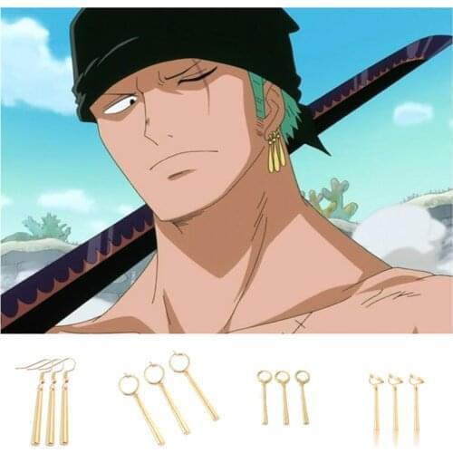 Roronoa Zoro Three-Drop Earrings For Women Men Movie Anime Cosplay Jewelry Earrings Fashion Gold Color Elegant Trendy Oorbellen