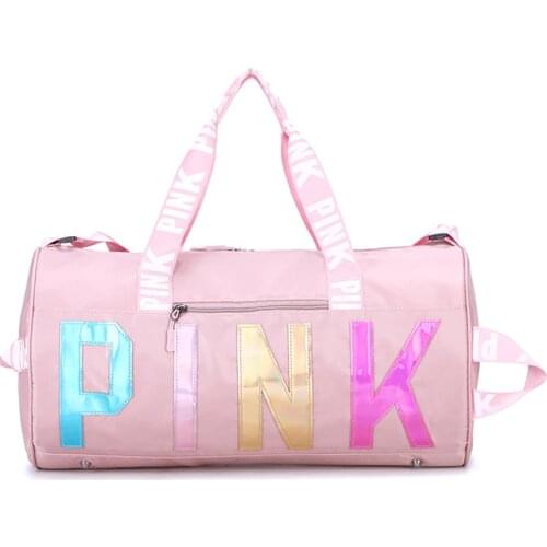 Pink Travel Bag Women Outdoor Sports Fitness Training Bags Nylon Waterproof Female Fitness Bag