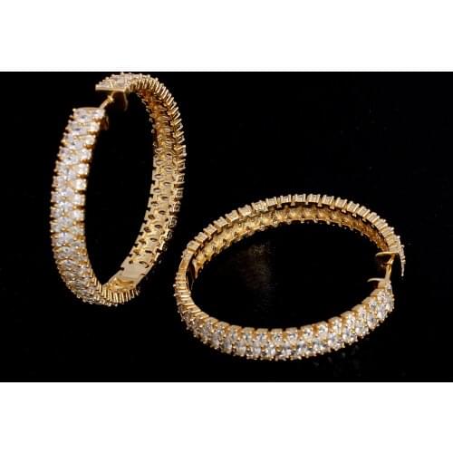 TIRIM Luxury Trendy Crystal Big Hoop Earrings for Women Cubic Zircon Banquet Nigeria Party Jewelry Wedding Prom Anniversary Gift