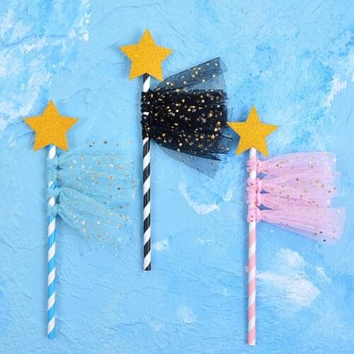 1pcs Sparkling Star Happy Birthday Cupcake Topper Baby Shower Cake Baking Party Decoration Kids Children Birthday Party Supplies
