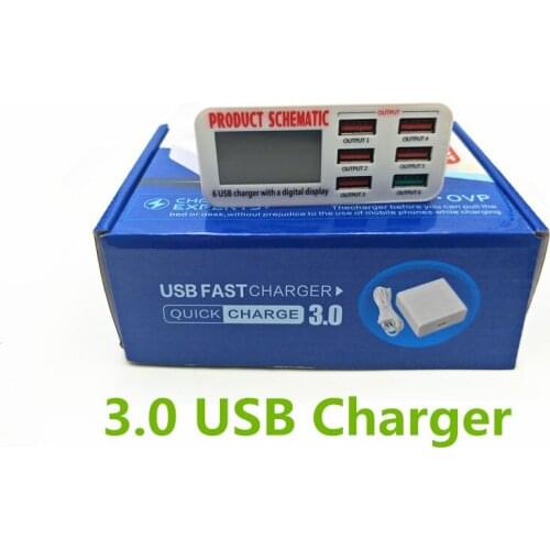 Universal 6 USB Charger HUB 40W 5V 6A Smart LED Display Mobile Phone Charge Station Quick Charge 3.0 USB Charging Power Adapter
