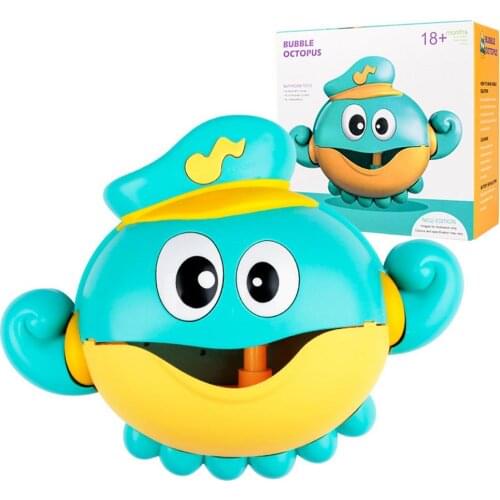 Bubble Machine Automatic Bubble Blower With Suction Cups Bathing Toy Electric Octopus Spit Bubble With Music Children Funny Gift