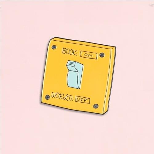 Yellow Switch Enamel Pin Book on World Off Brooch Denim Jeans shirt bag fashion Jewelry Gift for friends