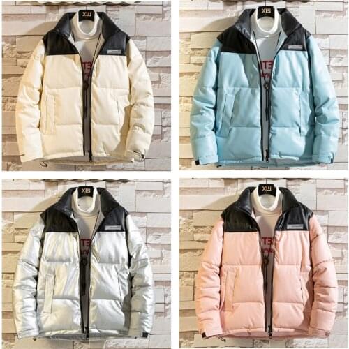 Winter America Brand PU Face Parkas Mixed Colors Men Cotton Coats Casual Mens Stand Collar Pocket Warm Down Puffer Jackets