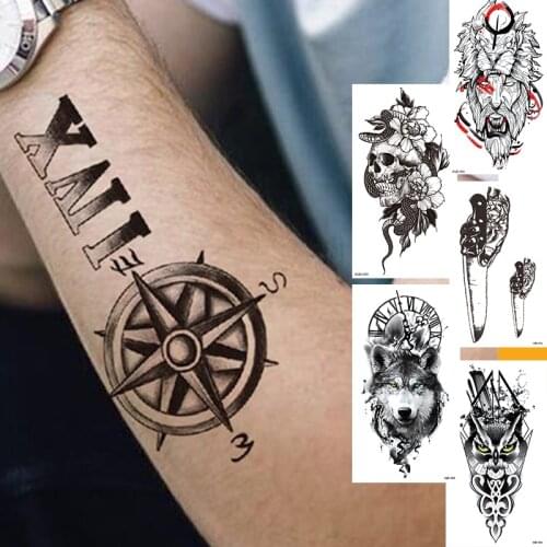 Snake big stickers black skull wolf lion tiger temporary tattoos waterproof tatoo sexy body art chest phoenix sticker decals
