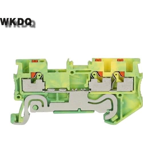 10Pcs PT1.5-TW-PE Push-in Ground Feed-Through Earth Protect Plug Wire Electrical Connector Din Rail Terminal Block PT 1.5-TW-PE