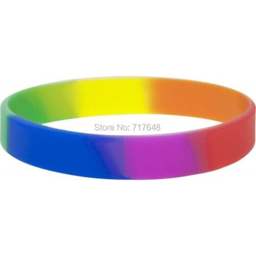 100pcs blank simple pride rainbow wristband silicone bracelets free shipping by ePacket A