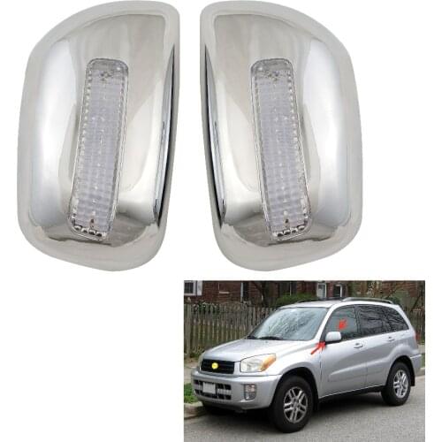 2PCS ABS Chrome Car Side Door Rear View Mirror Cover With LED for Toyota RAV4 2001-2005 Car Chrome accessories