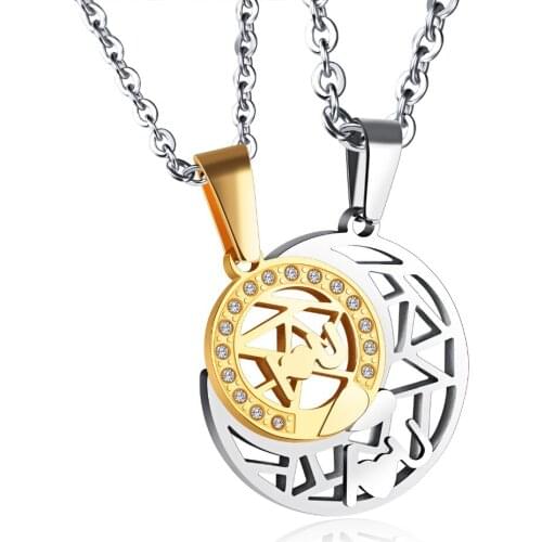 2pcs set - Fashion Mens Jewelry Lover Girl Boy Pendants Necklace Chain for Men Women 316 Stainless Steel Great Gift