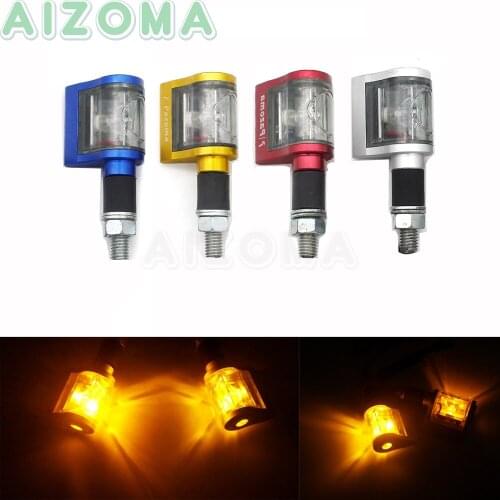 2pcs/Pair Aluminum Alloy Waterproof LED Turn Signal Blinker 12v Motorcycle Amber Indicator Light Universal 8mm Bolt Flasher Lamp