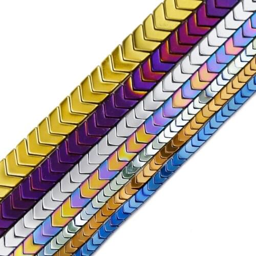 JHNBY Gold,Purple,Blue,Green Arrows Shape Hematite 4/6/8/10mm Natural Stone Spacers Loose Beads For Jewelry Making DIY Bracelets