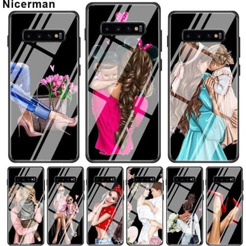 Baby Girl Women Mom Case For Samsung Galaxy S20 Ultra S10e S10 5G S9 S8 Plus Note 10 9 Tempered Glass Phone Cover Caso