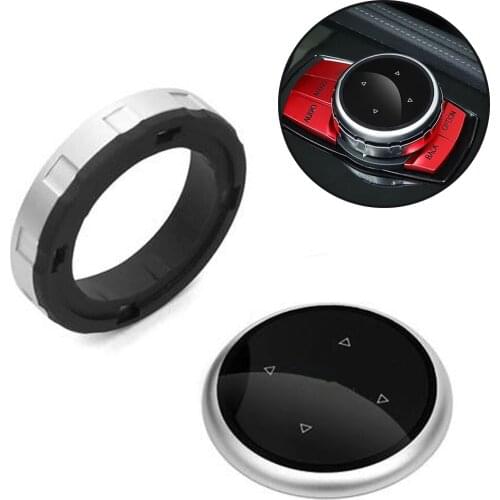 JEAZEA Black Car Multimedia Button Knob Cover Replacement Trim Cap Sticker Fit for BMW F10 F20 F30 Modification Auto Accessories