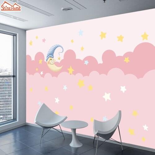 Photo Wallpaper Murals for Walls in Rolls 3d on Wall Papers Home Decor Wallpapers 3 d Living Room Kids Bedroom Cartoon Moon Star