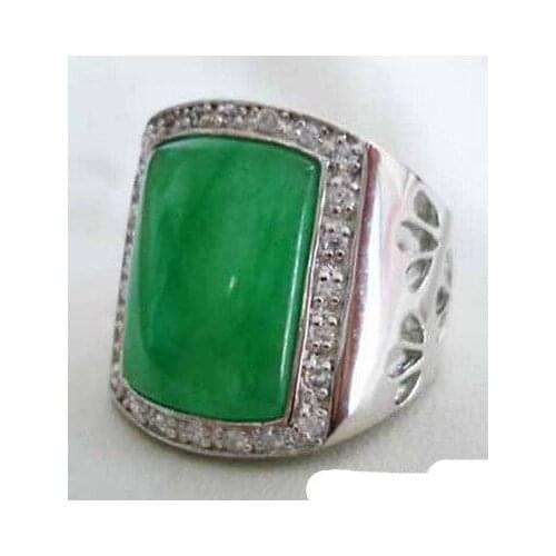 Hot selling free shipping******** Green Natural Crystal Mens Ring size: 8.9.10.11