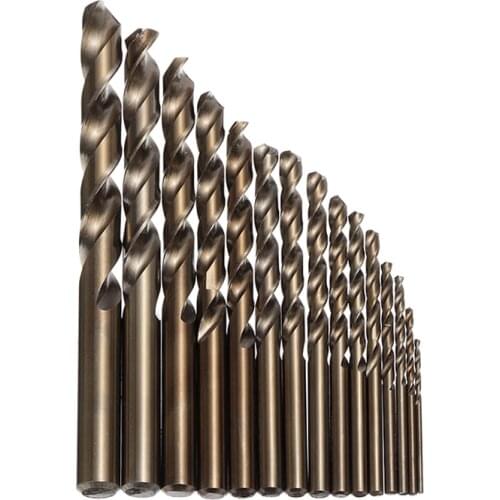 1.5-10mm Cobalt Drill Bits 15pcs HSS M35 Auger Twisted Drill Bit For Woodworking Hole Drilling 135 Degree Split Point Tip