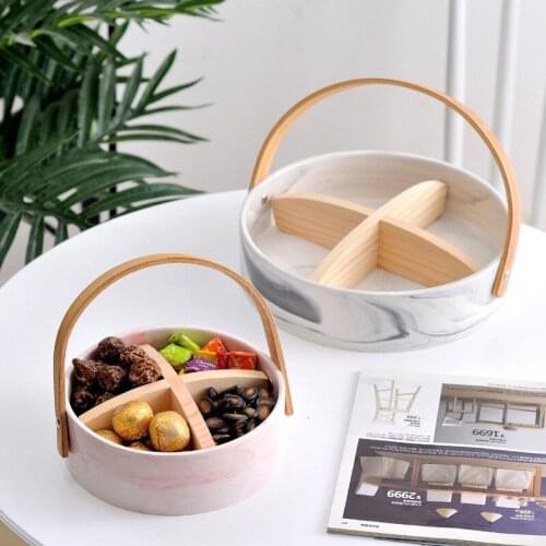 Nordic Creative Ceramic Dessert Plate Modern Living Room Portable Snacks Dishes Porcelain Candy Box Fruit Basket Tableware