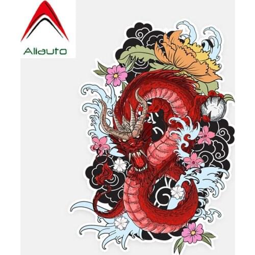 Aliauto Creative Cartoon Car Sticker Red Dragon Decal Colored Waterproof Sunscreen Reflective Decal PVC Accessories,13cm*19cm