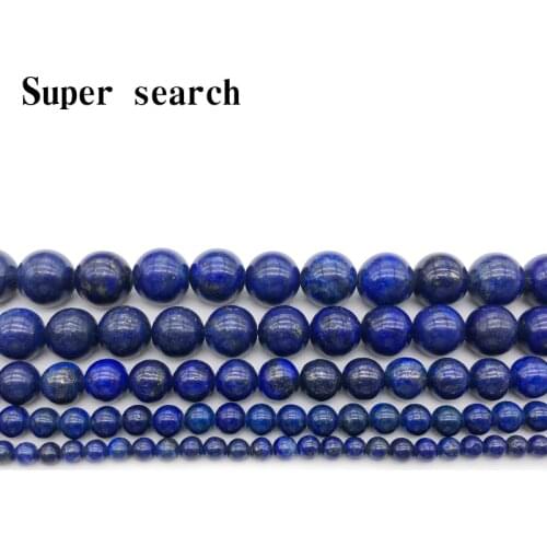 Natural Stone Round Lapis Lazuli 4/6/8/10/12/14/16MM Diy Women Man Bracelet Necklace Earrings beads jewelry making Accessories
