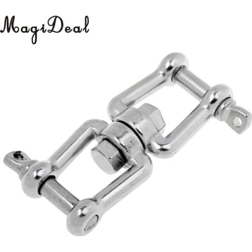 MagiDeal Marine 304 Stainless Steel Polished Anchor Chain Connector Swivel Jaw Double Shackle- M4, M5, M6, M8, M10, M12