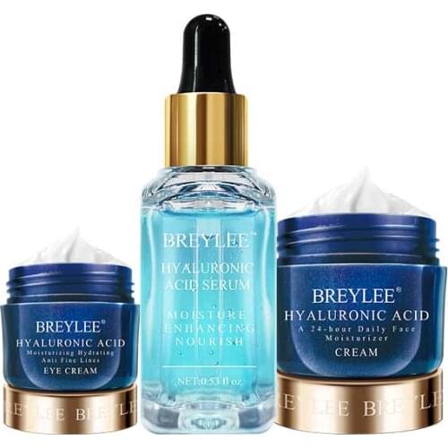 BREYLEE Hyaluronic Acid Set Moisturizing Serum Whitening Face Cream Eye Cream Repairing Improves Dryness Rough Facial Skin Care