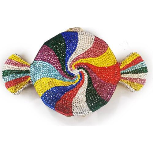 New Arrival Clutch Bag Blue/Yellow/Green/White Multicolored Candy Shape Full Dimaond Women’s Crystal Party Wedding MiniHandbags