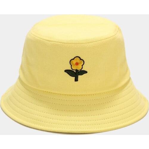LDSLYJR 2021 flower embroidery cotton Bucket Hat Fisherman Hat outdoor travel hat Sun Cap Hats for Women 204