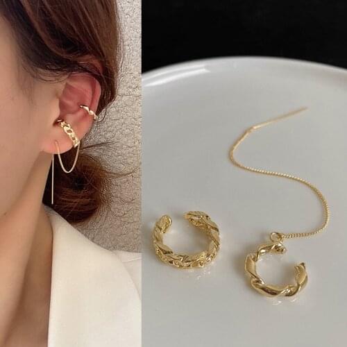 Clip On Earrings for Women Retro Geometric Long Chain Earrings Without Ear Holes Women Fashion Jewelry Wholesale