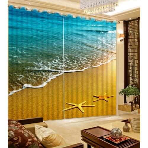 Modern Sheer Curtains Photo 3D Starfish beach Curtain Fashion Fabric Curtain Living Room Curtains