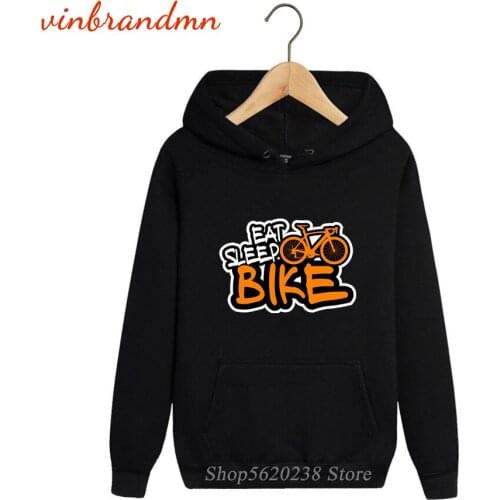 Funny Anime MTB Bike Men Printed Hoodies Eat Sleep Bike Letter Graphic Sweatshirt Popular Ride Wild Hoodies Fleece Pocket Hoodie