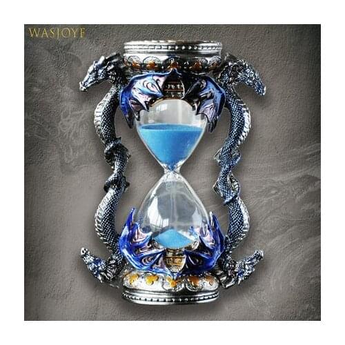 Creative Vintage blue dragon Hourglass sand timer Home Living room accessories Decoration Birthday Christmas Gift for Boyfriend