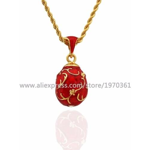 YAFFIL Classic Luxury Necklace for Women Jewelry Charm Brass Handmade Russian Easter Vintage Egg Pendant Necklaces KF017