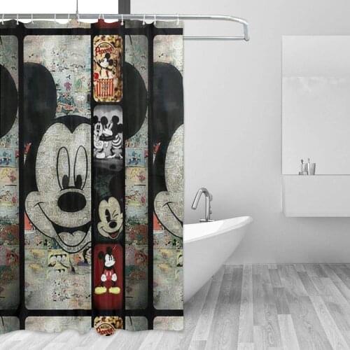 Mouse Background Printed Shower Curtain,Polyester Fabric Bathroom Decor