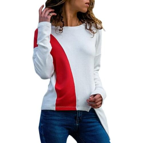 Women Sweaters and Pullovers new Patchwork 2019 Sleeve Top Casual Cotton Autumn Winter Clothes Irregular Hem Sweaters Blusas