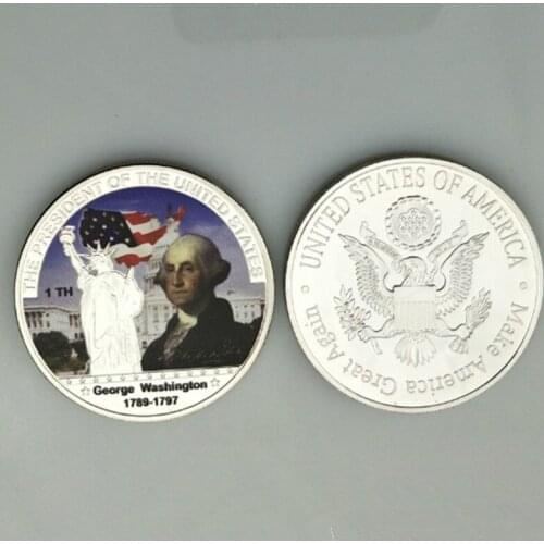 100 pcs 2017 The first president USA George Washington freedom silver plated ingot 40 mm eagle souvenir home decoration coins