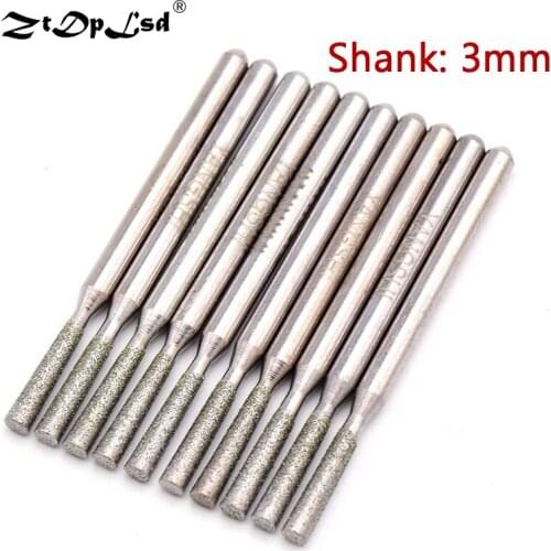 3MM Shank Inverted Trapezoid Grinding Head Cutting Jade Glass Stone Ceramic Diamond CBN Point Bit Set Rotary Carving Tools