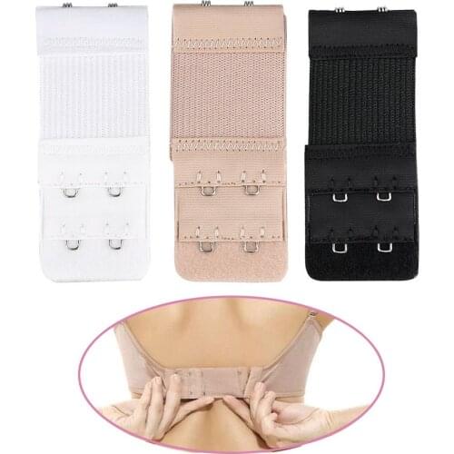 5Pcs Women Ladies Soft Comfortable Back Bra 2 Hooks 3 Row Bra Band Bra Extension Strap Extender, White/Black/Beige Bra Extenders