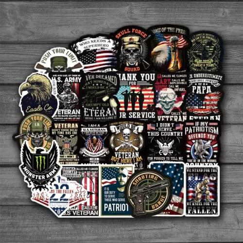 50 Pcs American Veteran Squad Punk Cool Skateboard Stickers Doodle Decals Luggage Laptop Car Styling Bike Waterproof Sticker