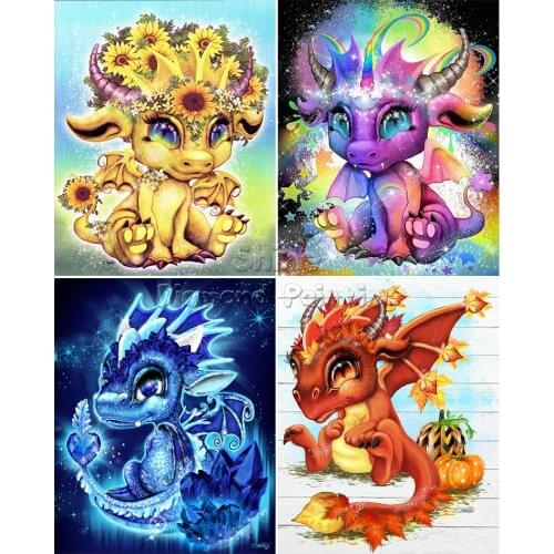 Diamond Painting Colorful Dragon Cartoon Unicorn 5D DIY Embroidery Set Handmade Home Decor Mosaic Square Round Rhinestone Mural