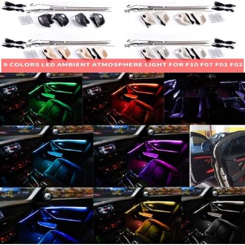 Car Interior Decorative LED Ambient 4 Door Bowl Foot Light Stripe Atmosphere 9 Color For BMW 5 series F10 F18