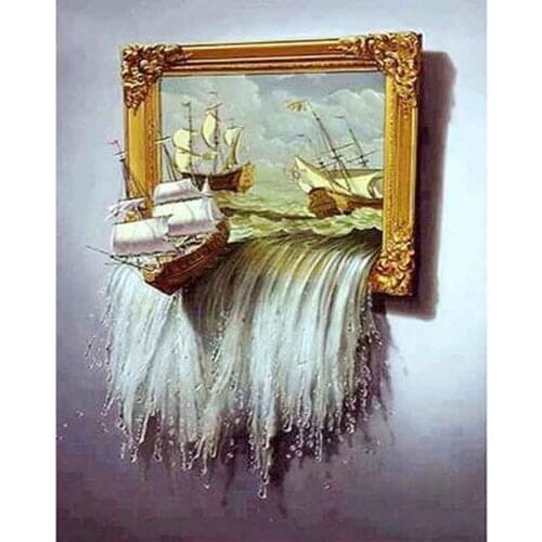 DIY Painting By Numbers Ocean Sailboat Frame Oil Coloring By Numbers Wall Art Canvas Picture Hand Painted Home Decoration