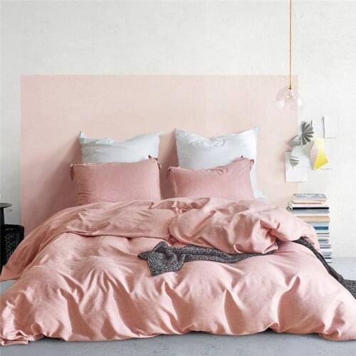 Yarn-dyed Bedding Set 3pcs Duvet Cover Pillowcase Bow Solid Pillow Case Quilt Cover Home Textile 3 Piece Set Twin Queen King