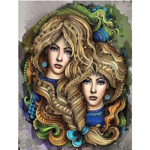 Beauty twin sisters 5D Diamond Painting Rhinestoness DIY Full Square round Diamond Embroidery Diamond Mosaic Cross Stitch A950