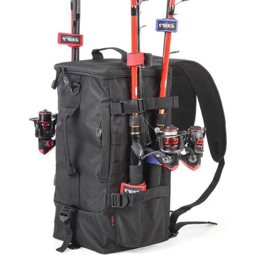 Multifunctional Fishing Bag Large Capacity Rod Lure Fishing Tackle Pack Outdoor Shoulders Backpack Cross Body Sling Fishing Box