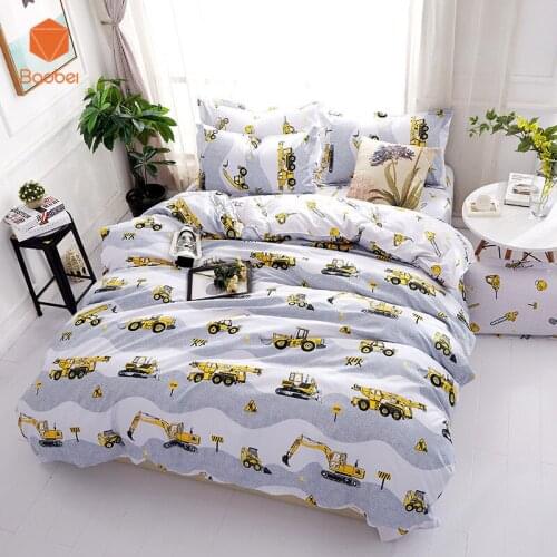 Cartoon excavator Soft comforter bedding sets linens Pillowcase Printed Polyester Duvet Cover Set Full Queen King SizeSj121