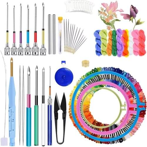KAOBUY 156PCS Embroidery Punch Needle Tool With Needle Punch, Embroidery Thread, Punch Needle Kit For Beginners
