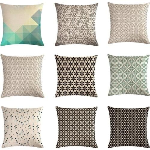 Geometry Cushion Cover Pillowcase 45X45cm Cotton Linen Black And White Throw Pillow Cover Home DecorSofa Colorful Pillowcase
