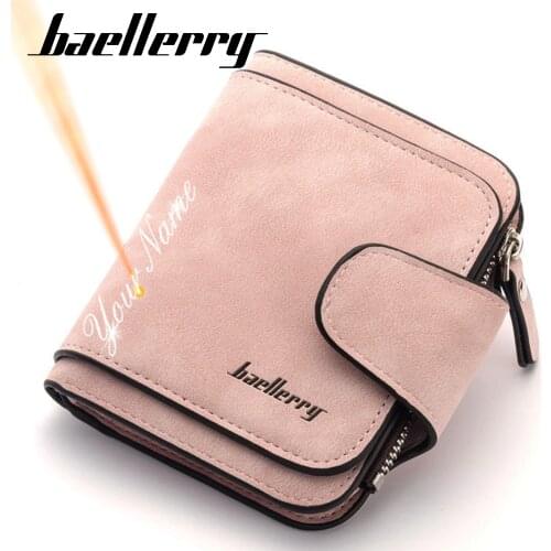 2021 New Women Wallets Free Name Engraving Small Fashion Wallets Zipper PU Leather Quality Female Purse Card Holder Wallet