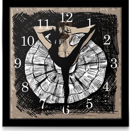 Ballerina Novelty Wooden Desktop Graphic Art Watch Dancing Arrow Ballet Dancing Studio Decorative Square Table Clock Dancer Gift